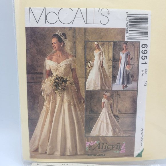 Vintage McCall's Bridal Gown Sewing Pattern 6951 Alicyn Sz 10 - Picture 2 of 3